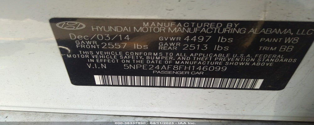 5NPE24AF8FH146099 2015 HYUNDAI SONATA photo no. 9