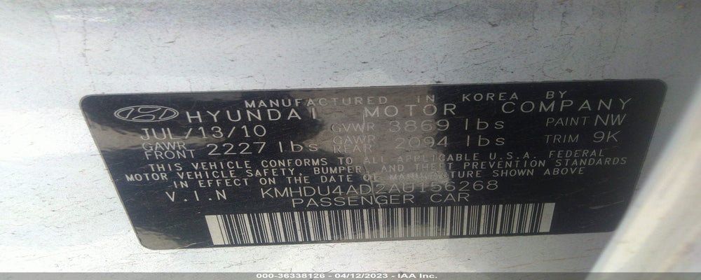KMHDU4AD2AU156268 2010 HYUNDAI ELANTRA photo no. 9