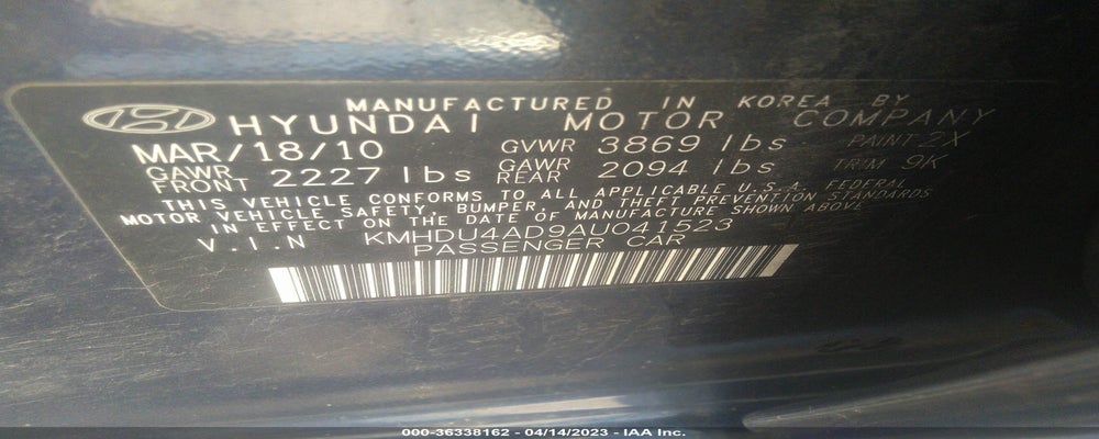 KMHDU4AD9AU041523 2010 HYUNDAI ELANTRA photo no. 9