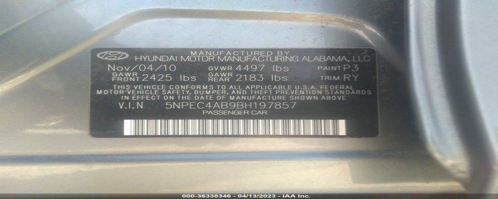 5NPEC4AB9BH197857 2011 HYUNDAI SONATA photo no. 9