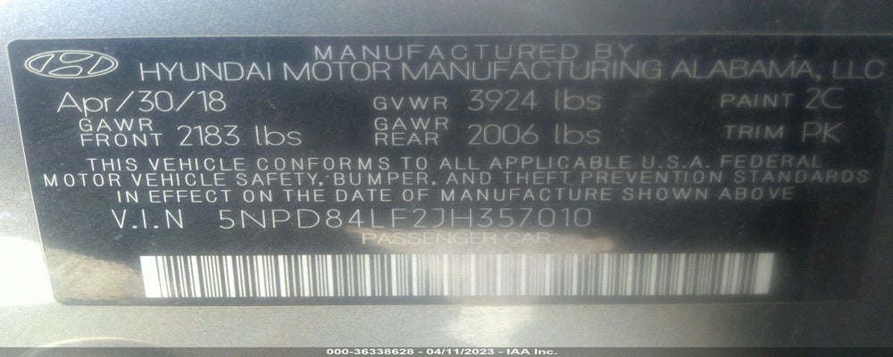 5NPD84LF2JH357010 2018 HYUNDAI ELANTRA photo no. 9