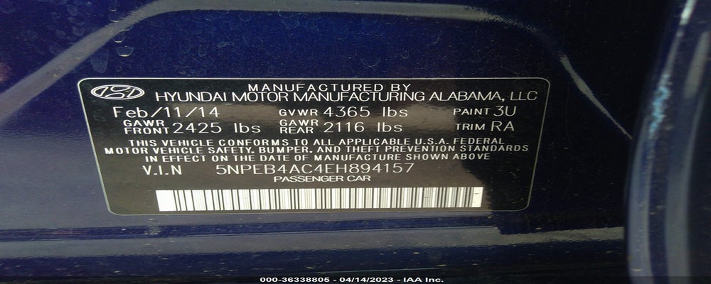 5NPEB4AC4EH894157 2014 HYUNDAI SONATA photo no. 9