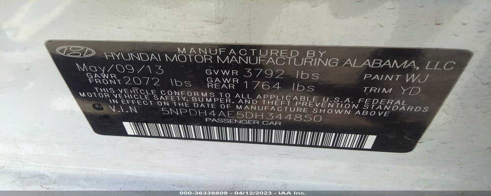 5NPDH4AE5DH344850 2013 HYUNDAI ELANTRA photo no. 9