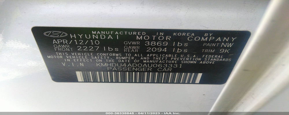 KMHDU4AD0AU063331 2010 HYUNDAI ELANTRA photo no. 9