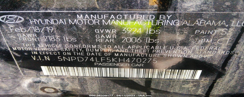 5NPD74LF5KH470275 2019 HYUNDAI ELANTRA photo no. 9