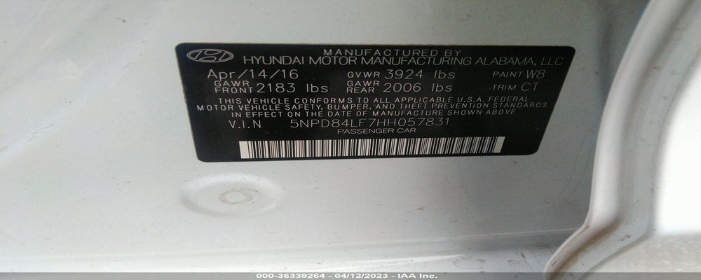 5NPD84LF7HH057831 2017 HYUNDAI ELANTRA photo no. 9