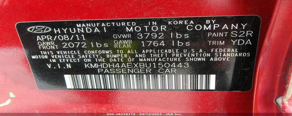 KMHDH4AEXBU150443 2011 HYUNDAI ELANTRA photo no. 9