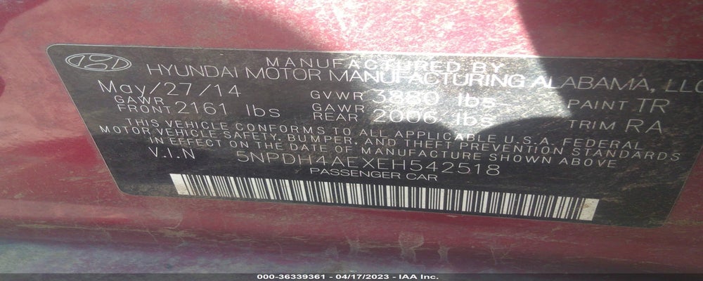 5NPDH4AEXEH542518 2014 HYUNDAI ELANTRA photo no. 9