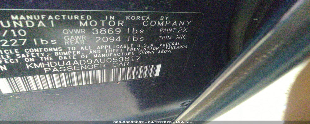 KMHDU4AD9AU053817 2010 HYUNDAI ELANTRA photo no. 9