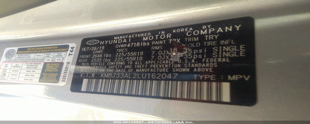 KM8J33AL2LU162047 2020 HYUNDAI TUCSON photo no. 9