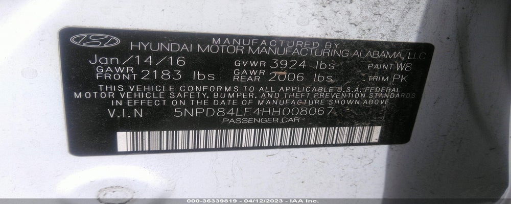 5NPD84LF4HH008067 2017 HYUNDAI ELANTRA photo no. 9