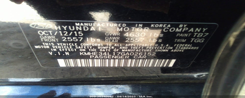 KMHE34L17GA026152 2016 HYUNDAI SONATA HYBRID photo no. 9