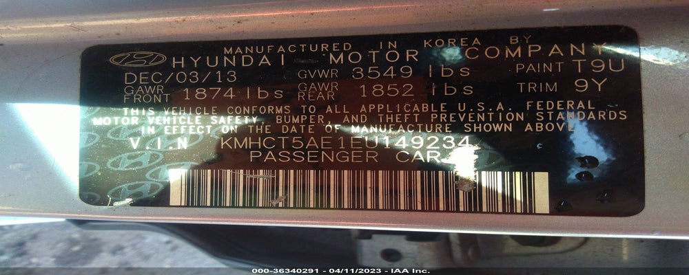 KMHCT5AE1EU149234 2014 HYUNDAI ACCENT photo no. 9