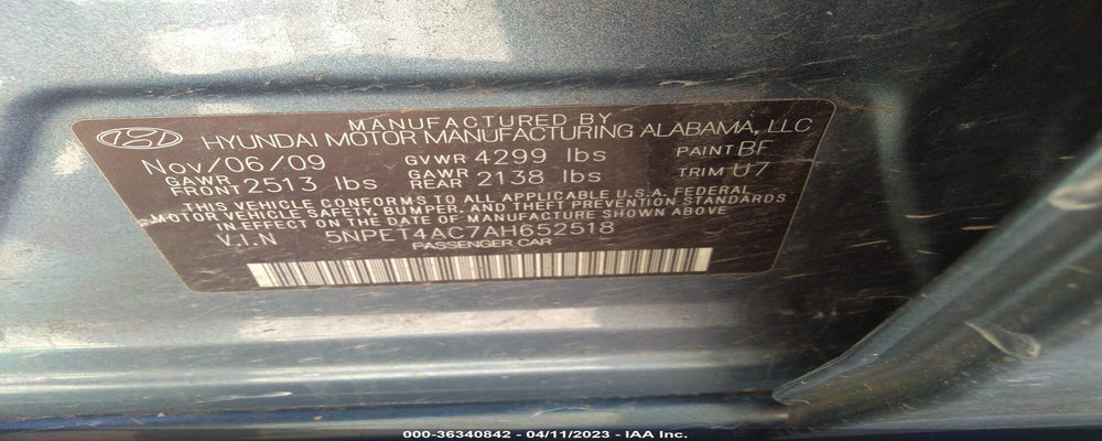 5NPET4AC7AH652518 2010 HYUNDAI SONATA photo no. 9