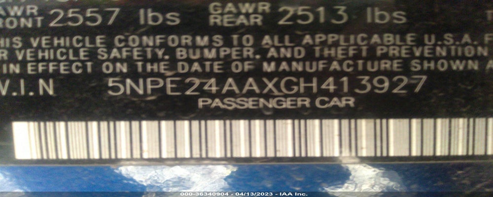 5NPE24AAXGH413927 2016 HYUNDAI SONATA photo no. 9