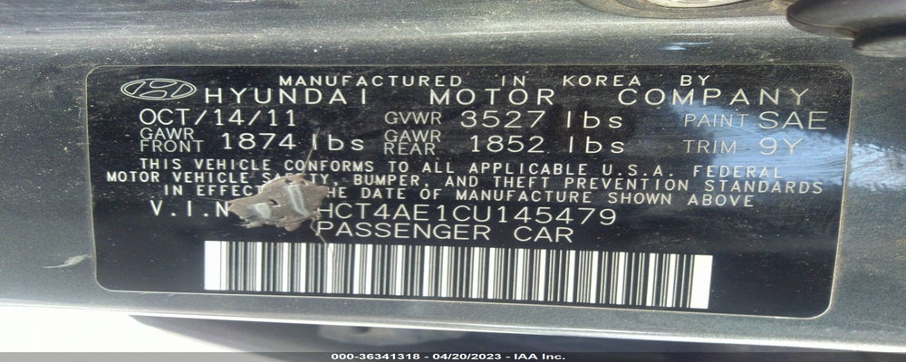 KMHCT4AE1CU145479 2012 HYUNDAI ACCENT photo no. 9