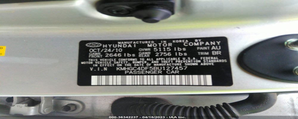 KMHGC4DF5BU127457 2011 HYUNDAI GENESIS photo no. 9