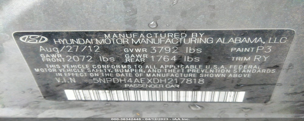 5NPDH4AEXDH217818 2013 HYUNDAI ELANTRA photo no. 9