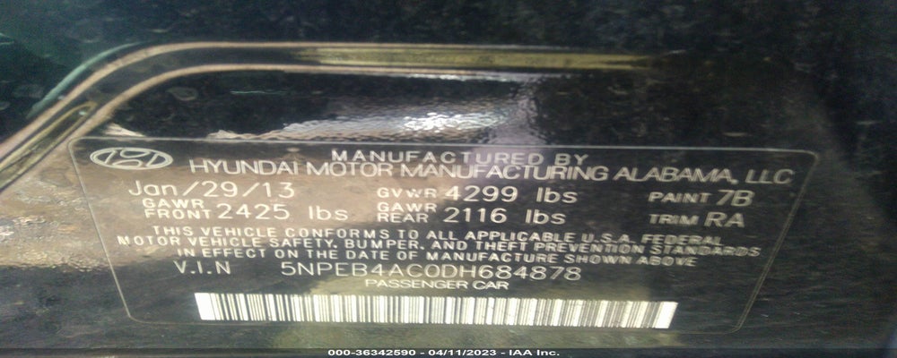 5NPEB4AC0DH684878 2013 HYUNDAI SONATA photo no. 9