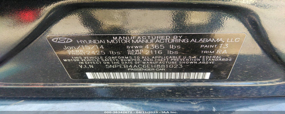 5NPEB4AC6EH881023 2014 HYUNDAI SONATA photo no. 9
