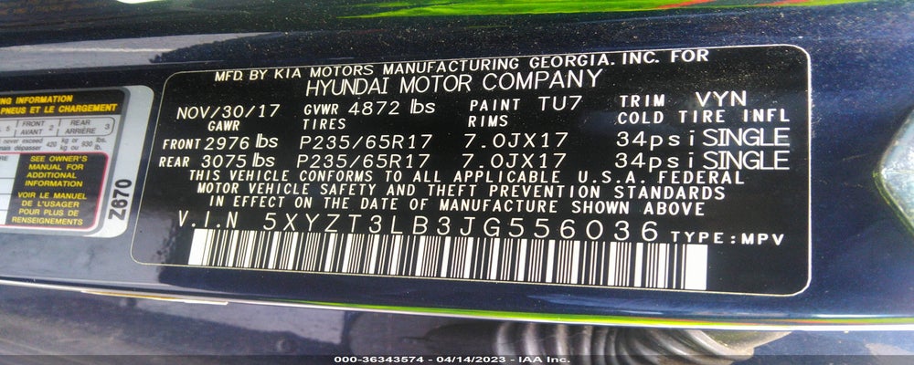 5XYZT3LB3JG556036 2018 HYUNDAI SANTA FE SPORT photo no. 9