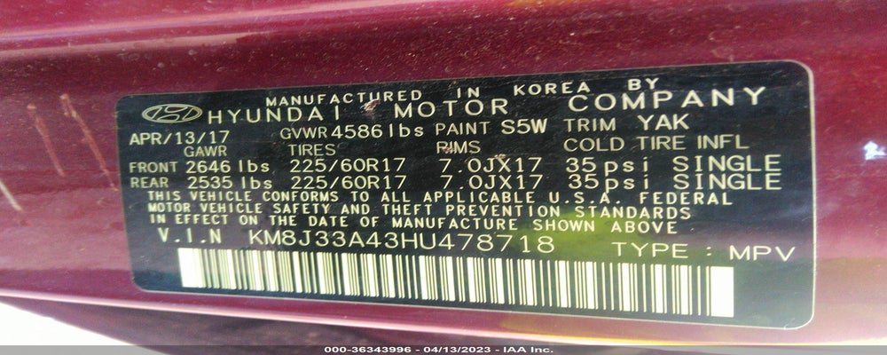 KM8J33A43HU478718 2017 HYUNDAI TUCSON photo no. 9