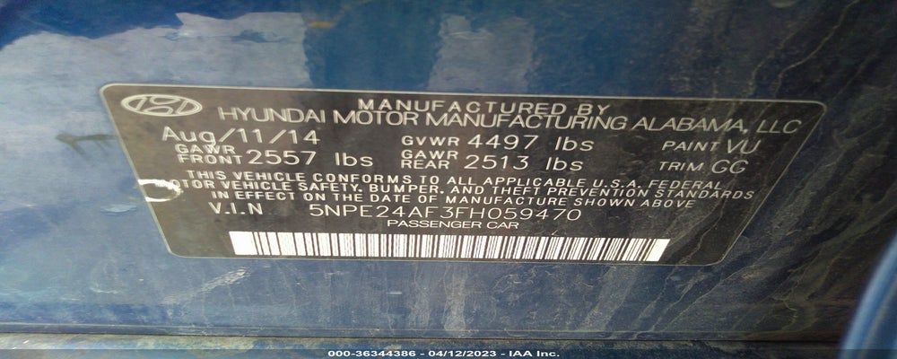 5NPE24AF3FH059470 2015 HYUNDAI SONATA photo no. 9