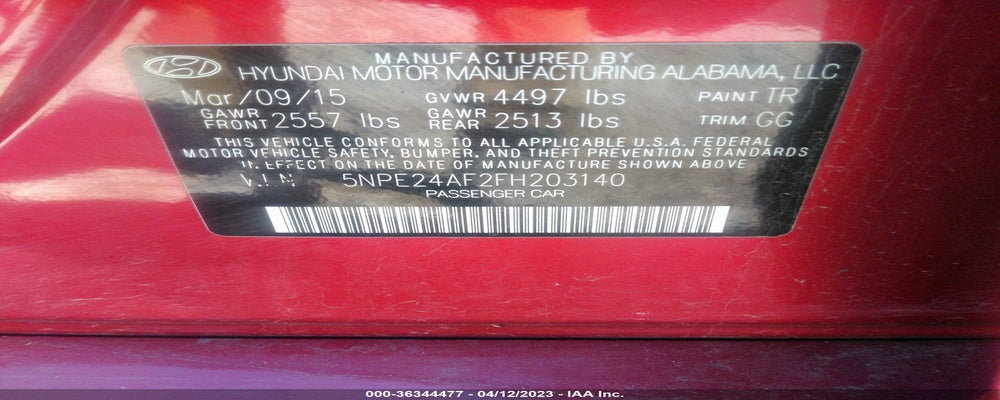 5NPE24AF2FH203140 2015 HYUNDAI SONATA photo no. 9