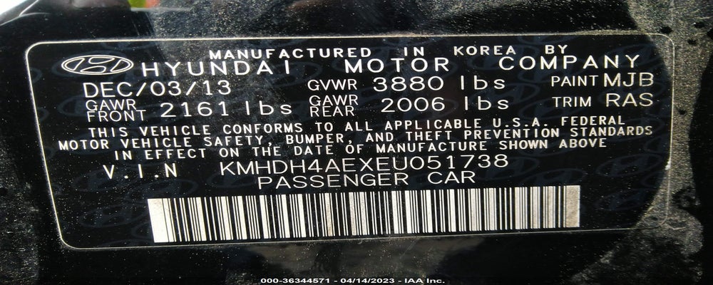 KMHDH4AEXEU051738 2014 HYUNDAI ELANTRA photo no. 9