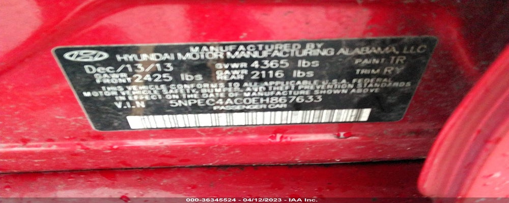 5NPEC4AC0EH867633 2014 HYUNDAI SONATA photo no. 9