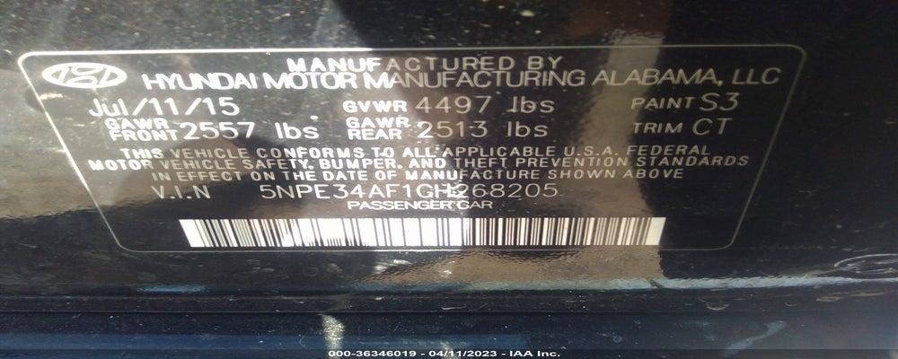 5NPE34AF1GH268205 2016 HYUNDAI SONATA photo no. 9