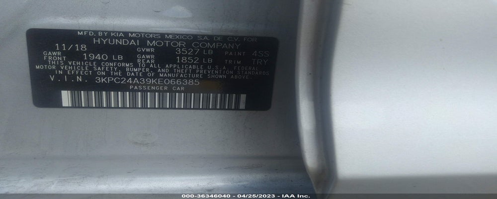 3KPC24A39KE066385 2019 HYUNDAI ACCENT photo no. 9