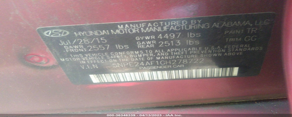 5NPE24AF1GH278722 2016 HYUNDAI SONATA photo no. 9