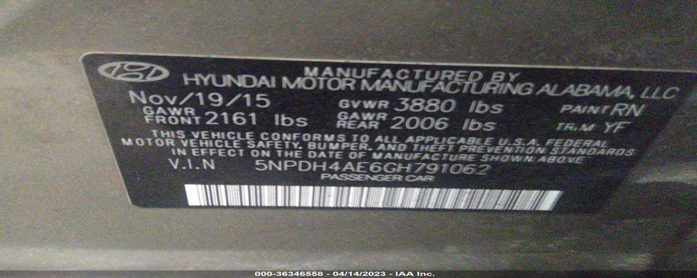 5NPDH4AE6GH791062 2016 HYUNDAI ELANTRA photo no. 9