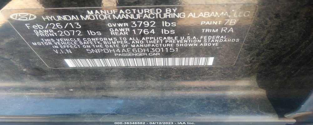 5NPDH4AE6DH301151 2013 HYUNDAI ELANTRA photo no. 9