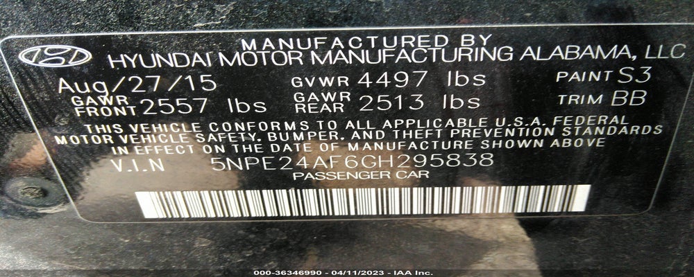 5NPE24AF6GH295838 2016 HYUNDAI SONATA photo no. 9