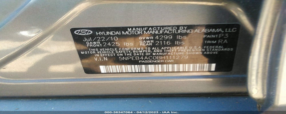 5NPEB4AC0BH111279 2011 HYUNDAI SONATA photo no. 9
