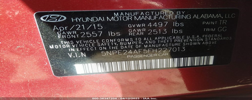 5NPE24AF5FH227013 2015 HYUNDAI SONATA photo no. 9