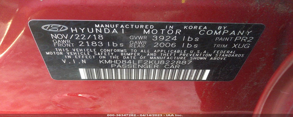 KMHD84LF2KU822887 2019 HYUNDAI ELANTRA photo no. 9