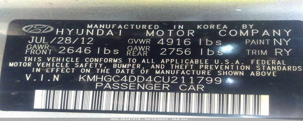 KMHGC4DD4CU211799 2012 HYUNDAI GENESIS photo no. 9
