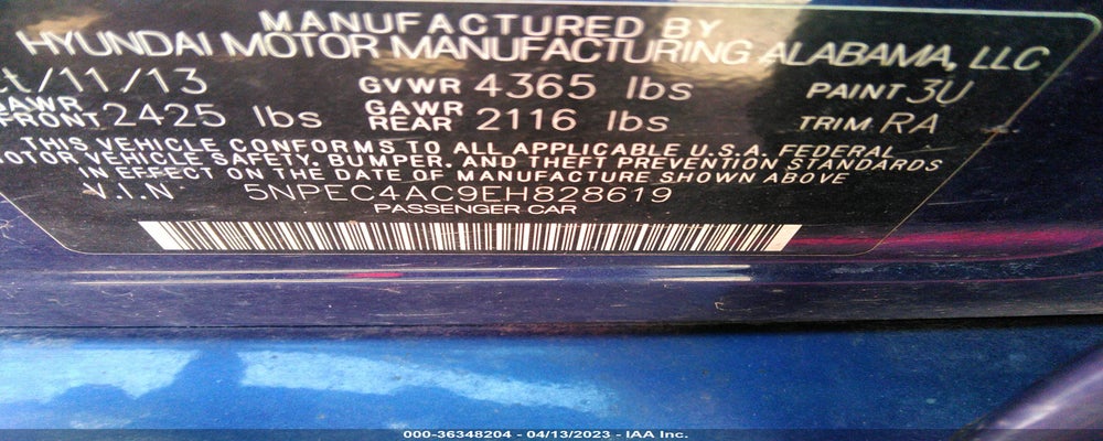 5NPEC4AC9EH828619 2014 HYUNDAI SONATA photo no. 9