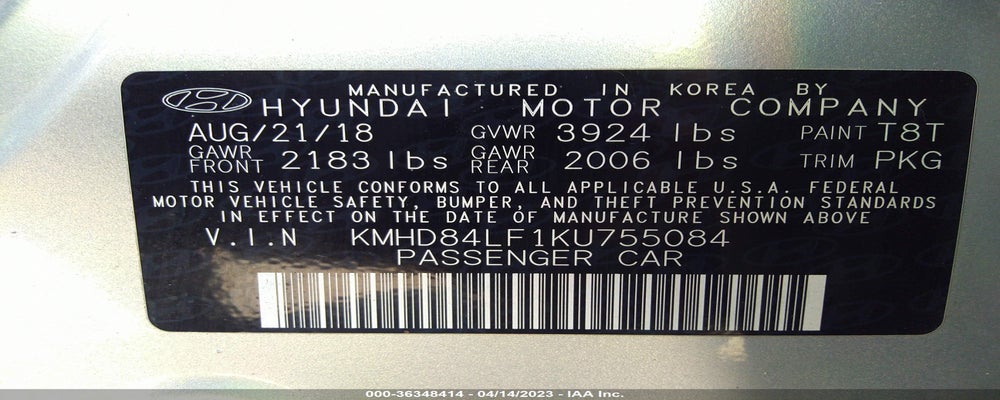 KMHD84LF1KU755084 2019 HYUNDAI ELANTRA photo no. 9