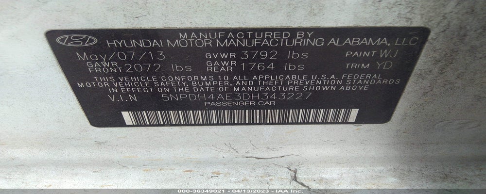 5NPDH4AE3DH343227 2013 HYUNDAI ELANTRA photo no. 9