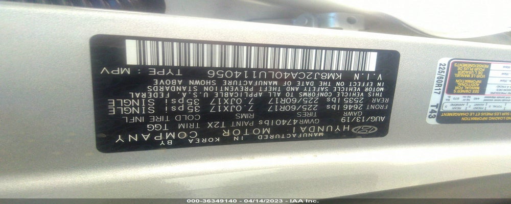 KM8J2CA40LU114056 2020 HYUNDAI TUCSON photo no. 9