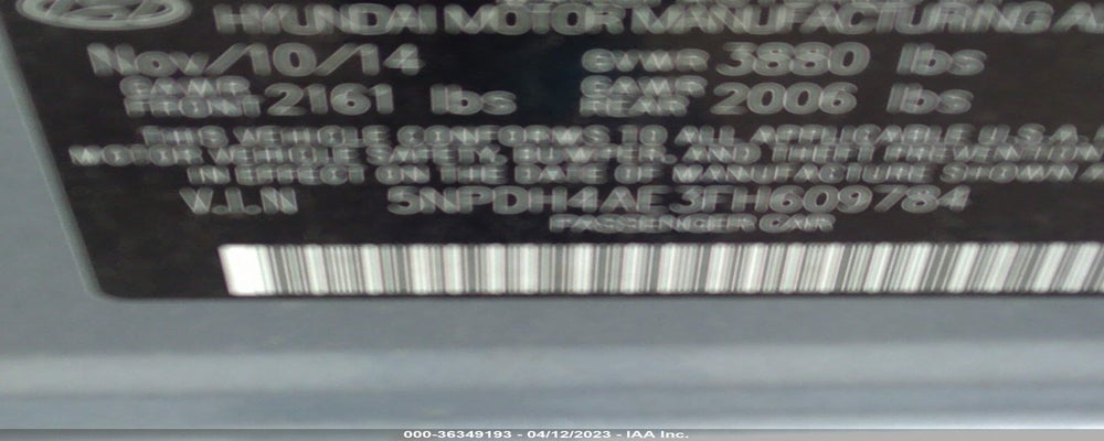 5NPDH4AE3FH609784 2015 HYUNDAI ELANTRA photo no. 9