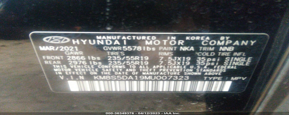 KM8S5DA19MU007323 2021 HYUNDAI SANTA FE HYBRID photo no. 9