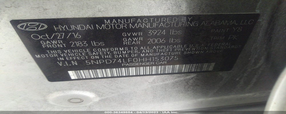 5NPD74LF0HH153075 2017 HYUNDAI ELANTRA photo no. 9