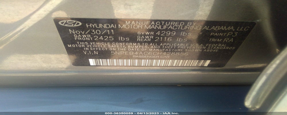 5NPEB4AC6CH428856 2012 HYUNDAI SONATA photo no. 9