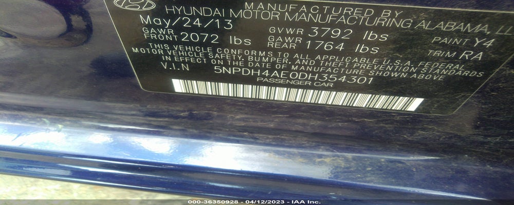 5NPDH4AE0DH354301 2013 HYUNDAI ELANTRA photo no. 9