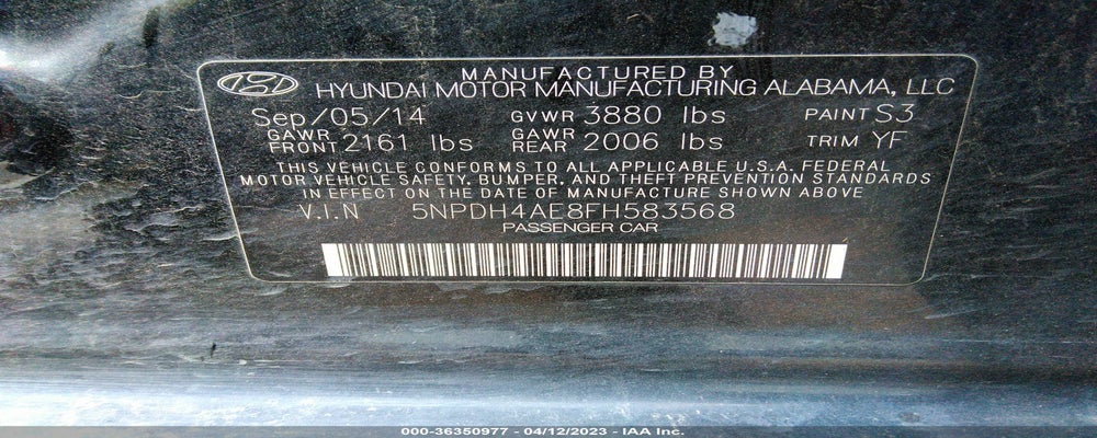5NPDH4AE8FH583568 2015 HYUNDAI ELANTRA photo no. 9